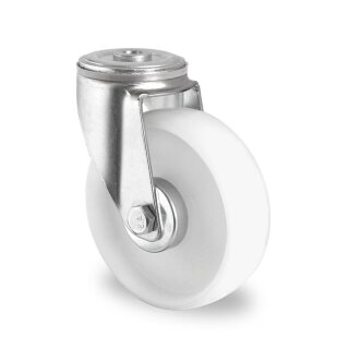 Rückenloch-Lenkrolle, 200 mm Rad m. Rollenlager, PP Lauffläche