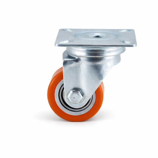 Kompakt-Lenkrolle, 35 mm Rad, Kugellager, PU Lauffläche, 100 kg Traglast